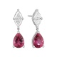 Pendientes Largos de oro blanco de 18 Kt con rubelita de 2,60 ct y diamantes de 0,65 ct