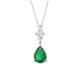 Colgante Largo de oro blanco de 18 Kt con esmeralda de 1,50 ct y diamantes de 0,33 ct