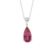 Colgante Largo de oro blanco de 18 Kt con rubelita de 1,80 ct y diamante de 0,21 ct
