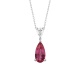 Colgante Largo de oro blanco de 18 Kt con rubelita de 1,10 ct y diamante de 0,21 ct