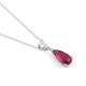 Colgante Largo de oro blanco de 18 Kt con rubelita de 1,10 ct y diamante de 0,21 ct