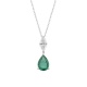 Colgante Largo de oro blanco de 18 Kt con esmeralda de 1,30 ct y diamantes de 0,33 ct