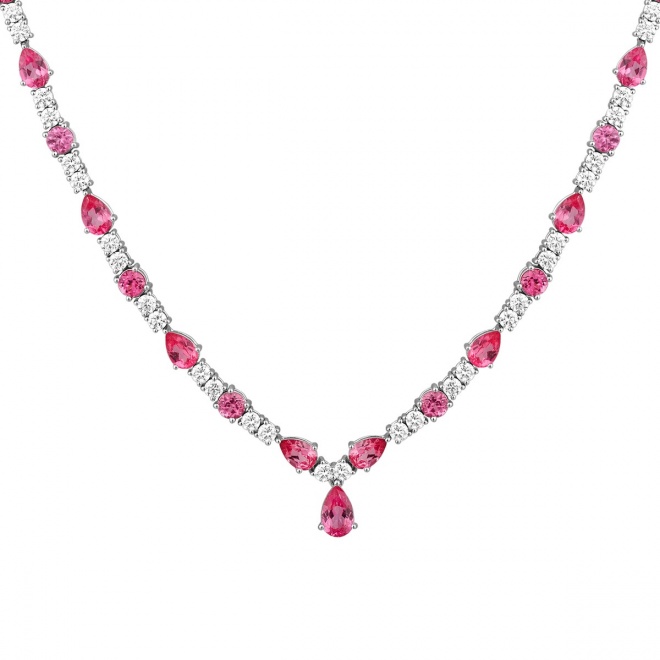 Collar de oro blanco de 18 Kt con espinelas de 16,35 ct y diamantes de 5,15 ct