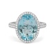 Anillo de oro blanco de 18 Kt con aguamarina de 4,55 ct y diamantes de 0,69 ct