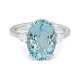 Anillo de oro blanco de 18 Kt con aguamarina de 5,13 ct y diamantes de 0,35 ct