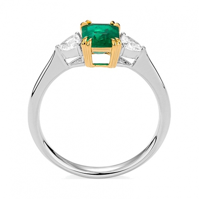 Anillo de oro de 18 Kt con esmeralda de 0,86 ct y diamantes de 0,29 ct