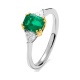 Anillo de oro de 18 Kt con esmeralda y diamantes de 0,29 ct