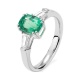 Anillo de oro blanco de 18 Kt con esmeralda de 1,54 ct y diamantes de 0,50 ct