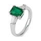 Anillo de oro blanco de 18 Kt con esmeralda de 1,85 ct y diamantes de 0,45 ct