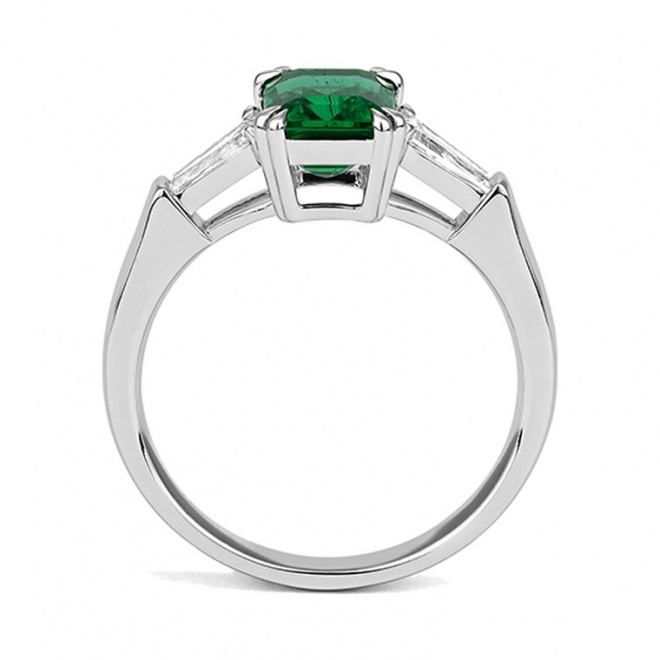 Anillo de oro blanco de 18 Kt con esmeralda de 1,85 ct y diamantes de 0,45 ct