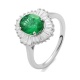 Anillo Bailarina de oro blanco de 18 Kt con piedra de color y diamantes