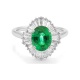 Anillo Bailarina de oro blanco de 18 Kt con piedra de color y diamantes