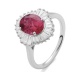 Anillo Bailarina de oro blanco de 18 Kt con piedra de color y diamantes