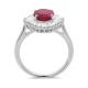 Anillo Bailarina de oro blanco de 18 Kt con piedra de color y diamantes
