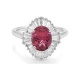 Anillo Bailarina de oro blanco de 18 Kt con piedra de color y diamantes