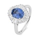 Anillo Bailarina de oro blanco de 18 Kt con piedra de color y diamantes