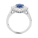 Anillo Bailarina de oro blanco de 18 Kt con piedra de color y diamantes