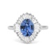 Anillo Bailarina de oro blanco de 18 Kt con piedra de color y diamantes