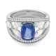 Anillo de oro blanco de 18 Kt con zafiro azul de 2,44 ct y diamantes de 1,72 ct