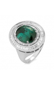 Anillo de oro blanco de 18 Kt con turmalina
