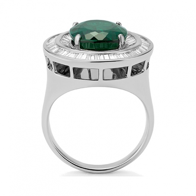 Anillo de oro blanco de 18 Kt con turmalina