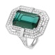 Anillo de oro blanco de 18 Kt con turmalina de 6,49 ct y diamantes de 0,80 ct