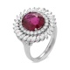 Anillo de oro blanco de 18 Kt con rubelita de 3,21 ct y diamantes de 1,09 ct