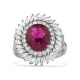 Anillo de oro blanco de 18 Kt con rubelita de 3,21 ct y diamantes de 1,09 ct