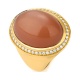 Anillo de oro de 18 Kt con piedra luna de 1,50 ct y diamantes de 0,30 ct