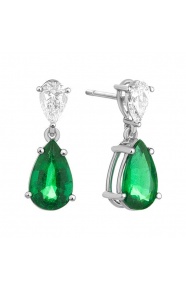 Pendientes de oro blanco de 18 Kt con esmeralda de 4,19 ct y diamantes de 1,02 ct