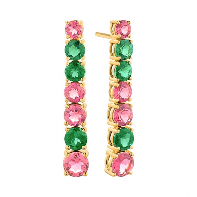 Pendientes Largos de oro amarillo de 18 Kt con turmalinas de 5,97 ct