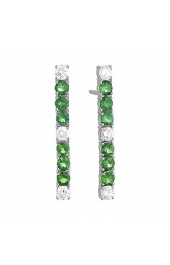 Pendientes Largos de oro blanco de 18 Kt con esmeraldas de 1,36 ct y diamantes de 0,75 ct