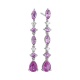 Pendientes Largos de oro blanco de 18 Kt con zafiro rosas de 3,84 ct y diamantes de 0,13 ct