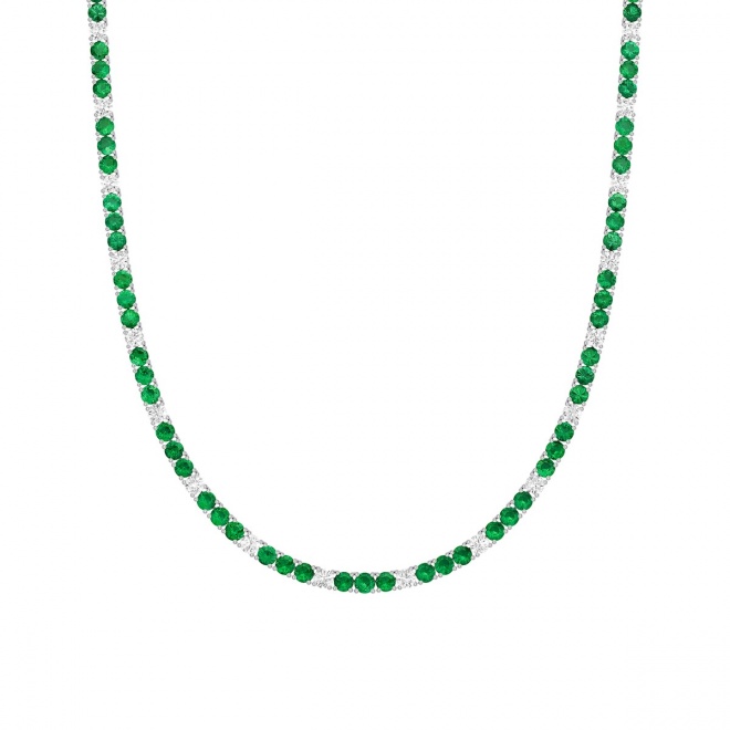 Collar Rivière de oro blanco de 18 Kt con esmeraldas de 11,89 ct y diamantes de 4,73 ct