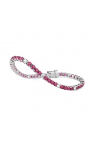Pulsera Rivière de oro blanco de 18 Kt con rubí de 8,10 ct y diamantes de 1,10 ct