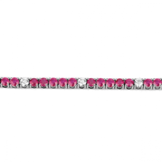 Pulsera Rivière de oro blanco de 18 Kt con rubí de 8,10 ct y diamantes de 1,10 ct