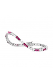 Pulsera Rivière de oro blanco de 18 Kt con rubí de 4,40 ct y diamantes de 4,00 ct