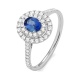 Anillo de oro blanco de 18 Kt con piedra de color y diamantes de 0,40 a 0,50 ct