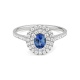 Anillo de oro blanco de 18 Kt con piedra de color y diamantes de 0,40 a 0,50 ct