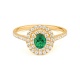 Anillo de oro amarillo de 18 Kt con piedra de color y diamantes de 0,40 a 0,50 ct