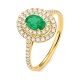 Anillo de oro amarillo de 18 Kt con piedra de color y diamantes de 0,40 a 0,50 ct