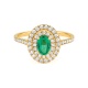 Anillo de oro amarillo de 18 Kt con piedra de color y diamantes de 0,40 a 0,50 ct