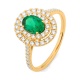 Anillo de oro amarillo de 18 Kt con piedra de color y diamantes de 0,40 a 0,50 ct