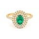 Anillo de oro amarillo de 18 Kt con piedra de color y diamantes de 0,40 a 0,50 ct