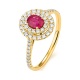 Anillo de oro amarillo de 18 Kt con piedra de color y diamantes de 0,40 a 0,50 ct