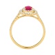 Anillo de oro amarillo de 18 Kt con piedra de color y diamantes de 0,40 a 0,50 ct