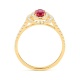 Anillo de oro amarillo de 18 Kt con piedra de color y diamantes de 0,40 a 0,50 ct