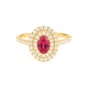 Anillo de oro amarillo de 18 Kt con piedra de color y diamantes de 0,40 a 0,50 ct