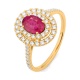 Anillo de oro amarillo de 18 Kt con piedra de color y diamantes de 0,40 a 0,50 ct
