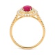Anillo de oro amarillo de 18 Kt con piedra de color y diamantes de 0,40 a 0,50 ct